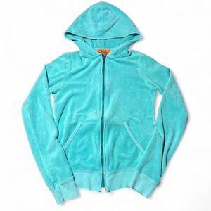 Vintage teal terry cloth Juicy Couture zip up sweatshirt